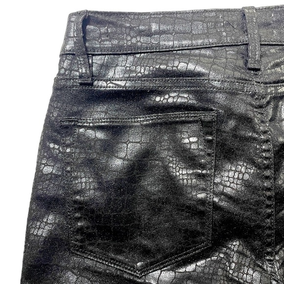 Frame Le High Crop Skinny Coated Croc-Embossed Jeans, Black, Size 26 - Picture 4 of 9